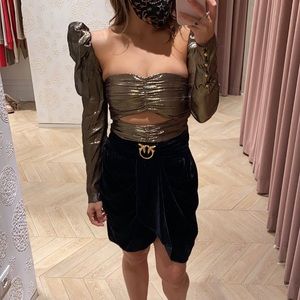 Pinko Cocktail Dress - Velvet + Gold - Italian Brand